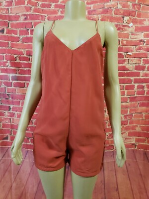 GLAMOROUS Orange Spaghetti straps Side zip closure Women's Lined Romper Sz 8 NEW