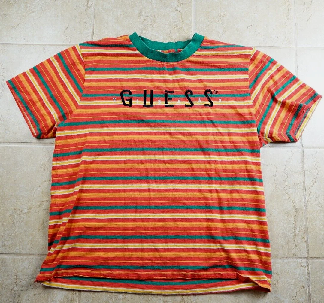 Orange striped guess clearance shirt