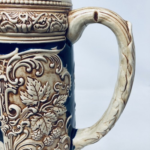 German Wohlbekomms Beer Stein Mug Tankard 2 L Raised Relief 12.5” Tall - Picture 11 of 13