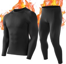 Thermal Underwear Men's Fleece Lined Long Johns Base Layer Winter Top Bottom Set