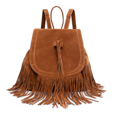 Tan Fringe Backpack Purse Southwestern Native Bohemian