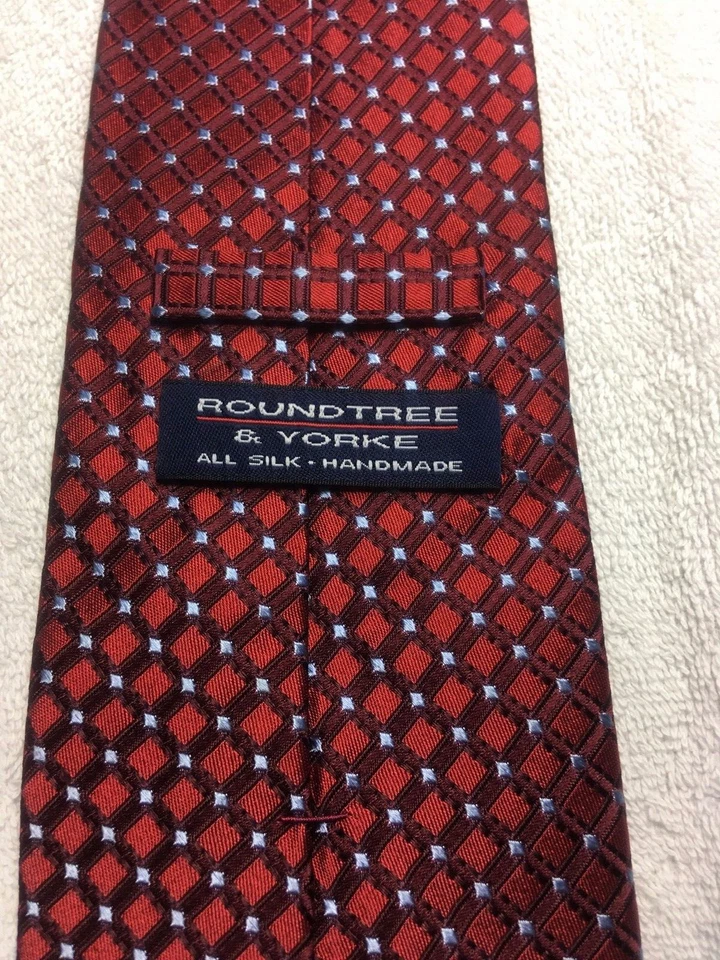 ROUNDTREE AND YORKE 男式领带红色蓝色装饰 4 X 60 — 第 4/4 张图片