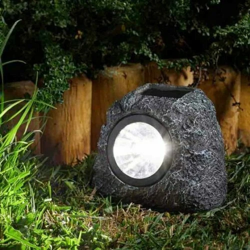 4x holofotes solares efeito rocha 3L jardim decorativo caminho de pedra luzes de gramado - Imagem 2 de 3