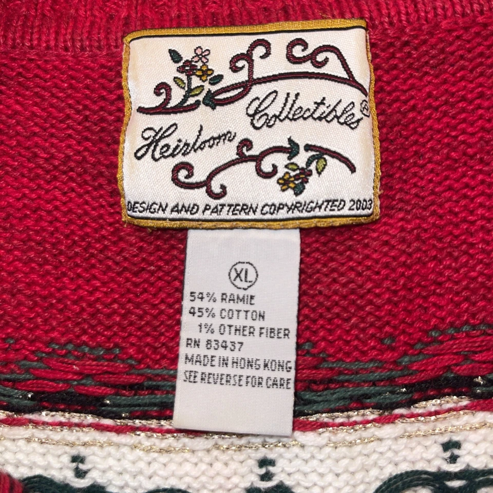 Cárdigan Suéter Navidad Fair Isle Coleccionables Heirloom Cremallera Completa XL De Colección Foto 3 de 4