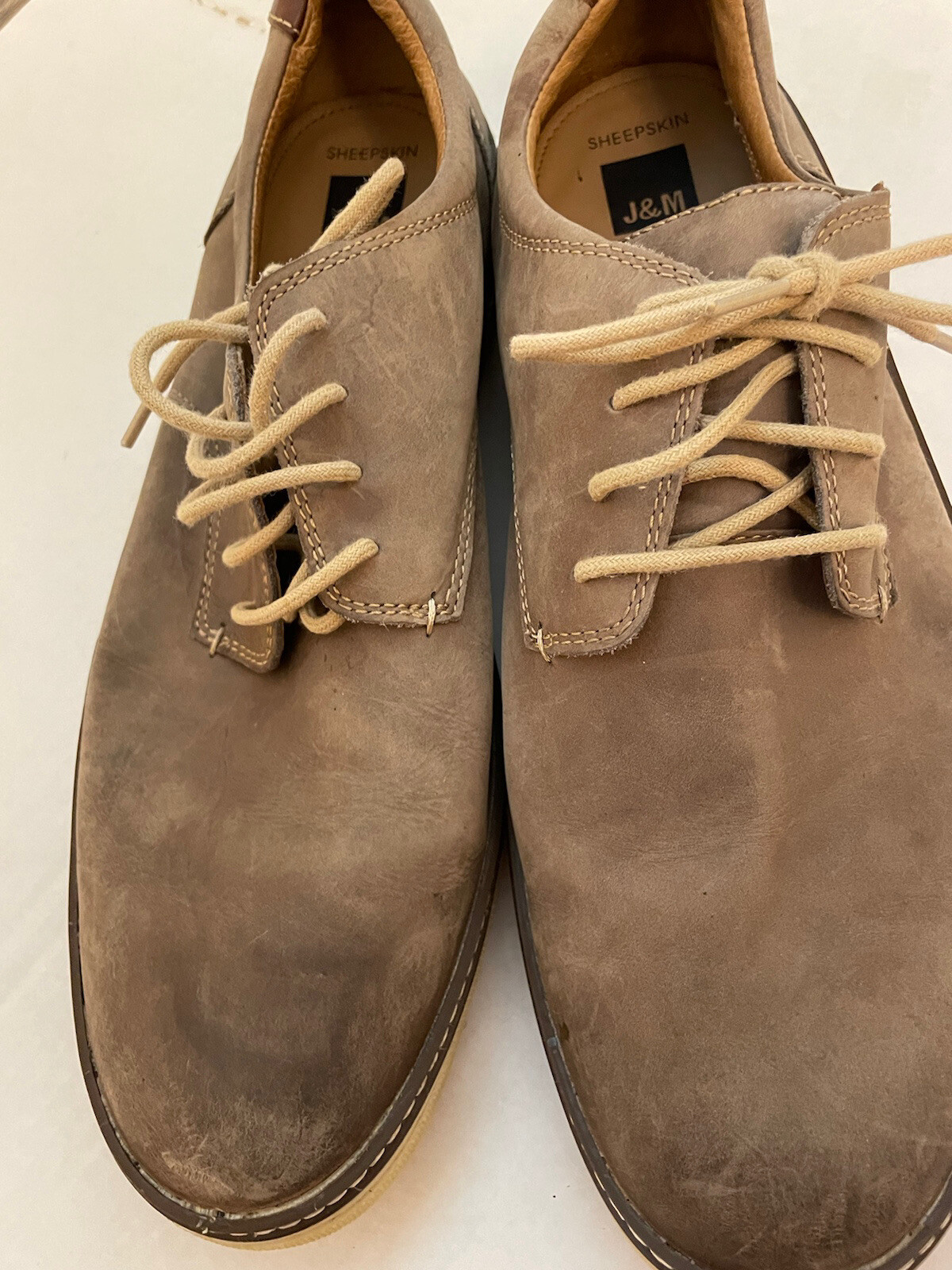 SAOLA Scarpe Johnston Murphy da uomo taglia 13M pelle di pecora marrone abito casual