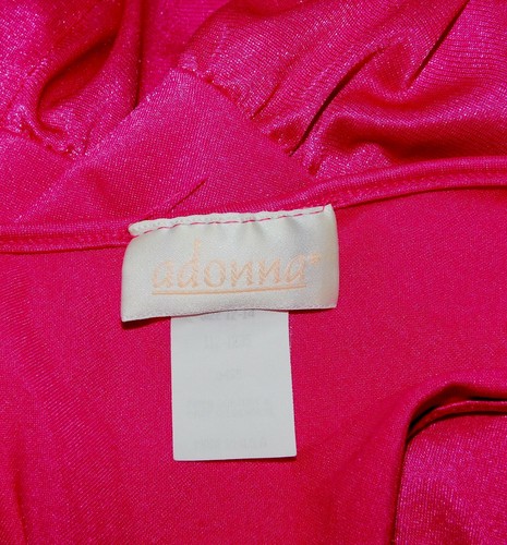 Vintage Adonna Silky Satin Nightgown M Wide Sweep Stretch Lace Pink Plunge - Picture 7 of 12