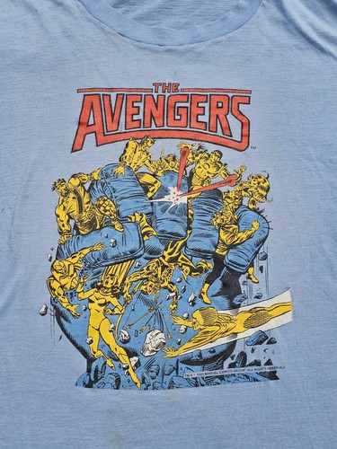 Vintage 1985 Avengers Marvel Comics Blue Graphic Print Tee T Shirt - Size XL - Picture 4 of 11