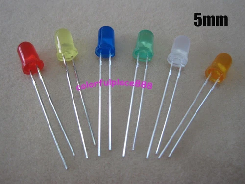 120pcs 5mm Red Yellow Blue Green White Orange Diffused LED Leds Resistor for 12V