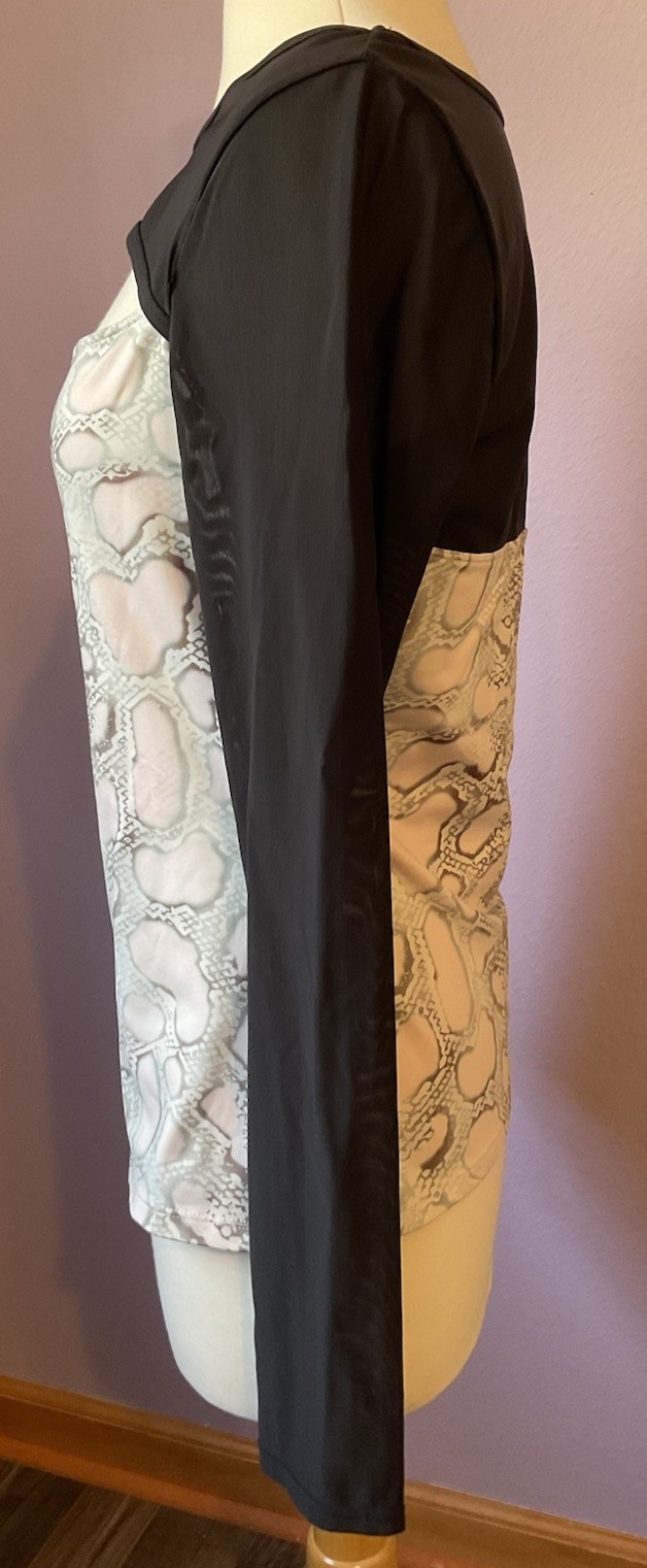 Venus Black Python Long Sleeve Mesh Open Chest Si… - image 3