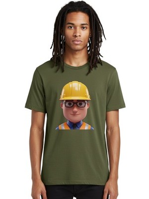 Construction-Worker-3 Mens Graphic Tee, 100% Cotton, Casual Summer Wear