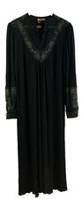Vintage Ann Buck Ladies Black Gothic Style Dress With Suede Assents