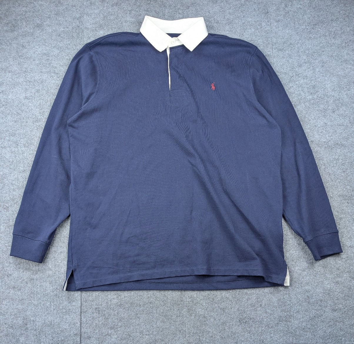 Polo Ralph Lauren Rugby Polo Mens XL Blue Color Block Retro Preppy Cotton Staple