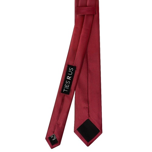 Handmade Plain Maroon Satin Skinny Boys Tie Kids Wedding Prom Slim Thin Tie - Picture 3 of 3