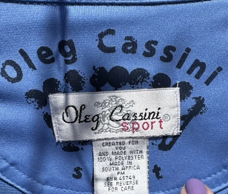 Женская спортивная куртка на молнии Oleg Cassini темно-синяя размер маленький средний - Изображение 4 из 4