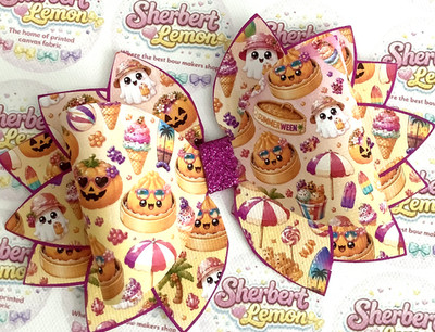 KNÖDEL SUMMERWEEN STATEMENT BEDRUCKT CANVAS STOFF SCHLEIFE TEMPS ZUM HERSTELLEN VON HAARSCHLEIFEN