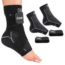 Caspe 2X Ankle Support Brace Compression Sleeve Socks Elastic Foot Pain Relief