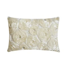 Lumbar Pillow Case Ivory 12 x 16 inch, Home Decor Silk - Ivory Paradise