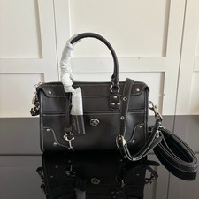 NWT CFN69 Rhyder Satchel 24 Black Smooth Leather