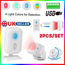 2PC Welcome Chime Wireless Infrared PIR Motion Sensor Door Bell Alarm Entry Bell