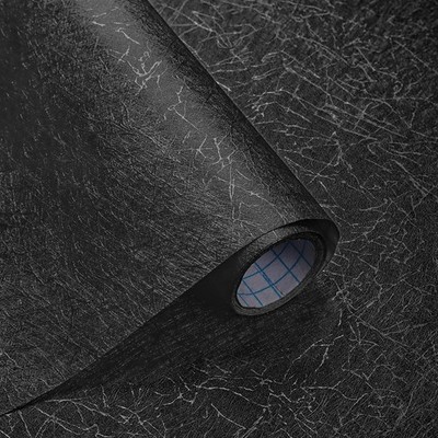 GloryTik Black Silk Wallpaper Peel and Stick 17.3'' x 78.7'', 