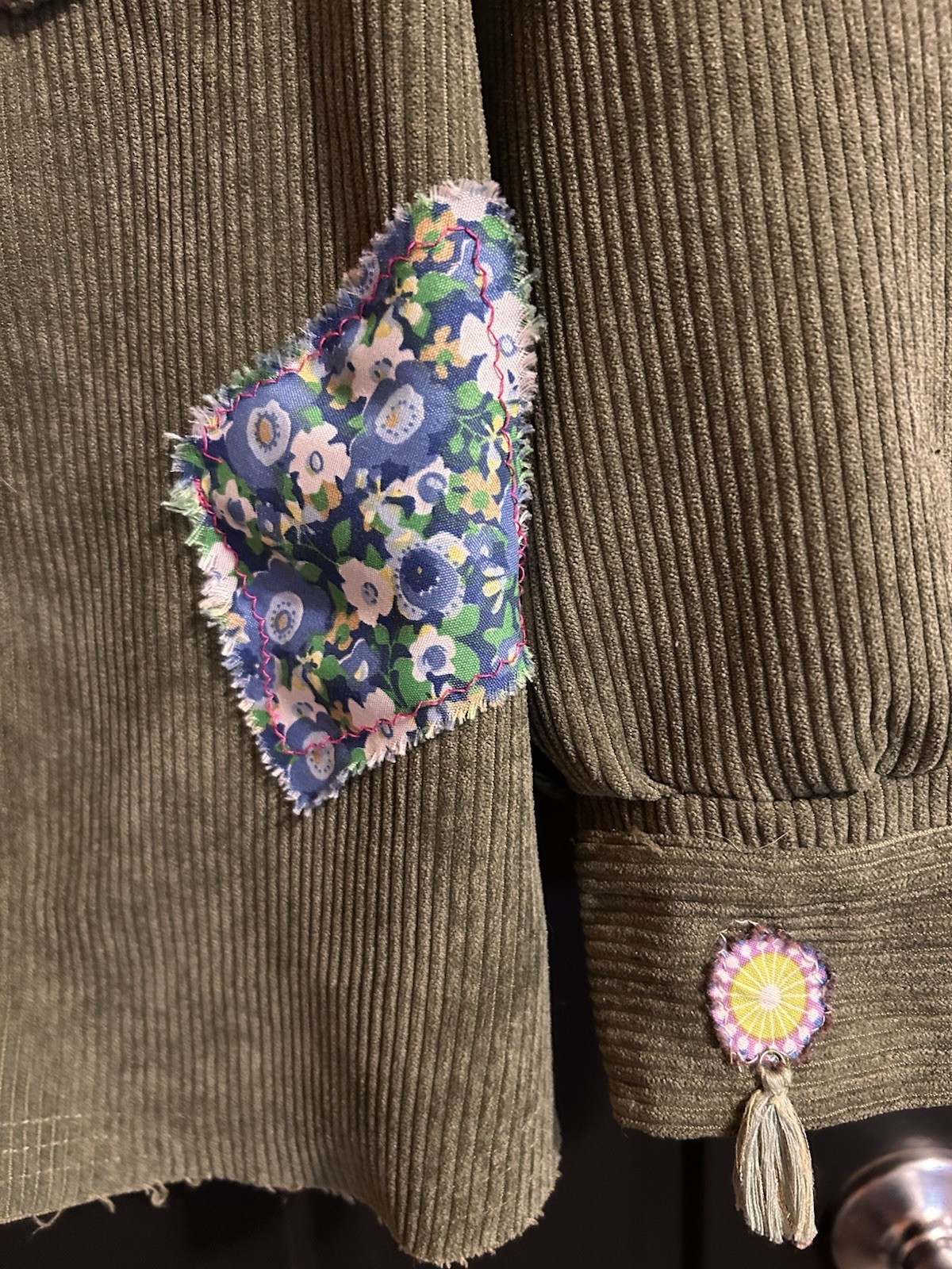 Olive Patchwork Embellished Women's Jacket with F… - image 6