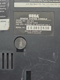 Sega MK-1631 Genesis Console Gaming System Only Tested