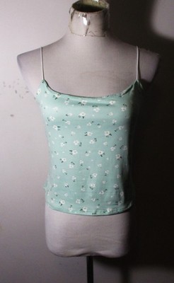GAZE Green Cropped Spaghetti Strap Top Size L NWT