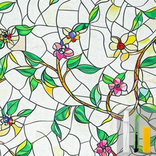 Frosted Stained Glass Window Privacy Film Static Cling Decorative Tint UV Blo...