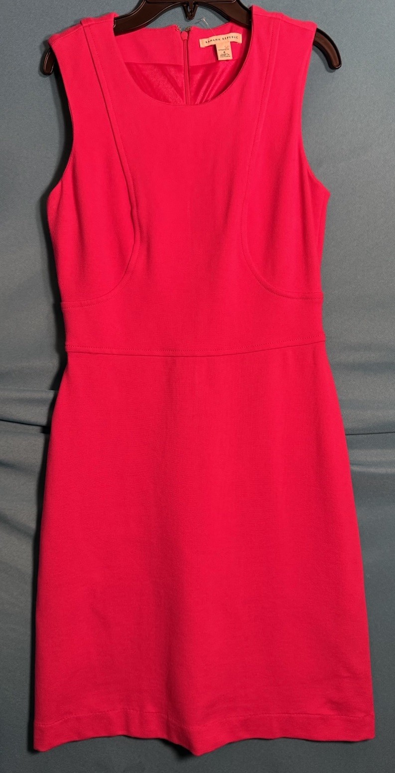 Stunning Banana Republic Fuchsia Stretch Cocktail Dress, Sz4 Sleeveless RN 54023
