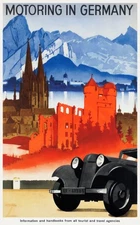 Motoring in Germany German Europe European Vintage Travel Advertisement Poster