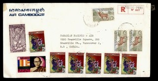 DR WHO 1974 CAMBODIA REGISTERED PHNOM PENH AC AIRMAIL TO CANADA LR82394