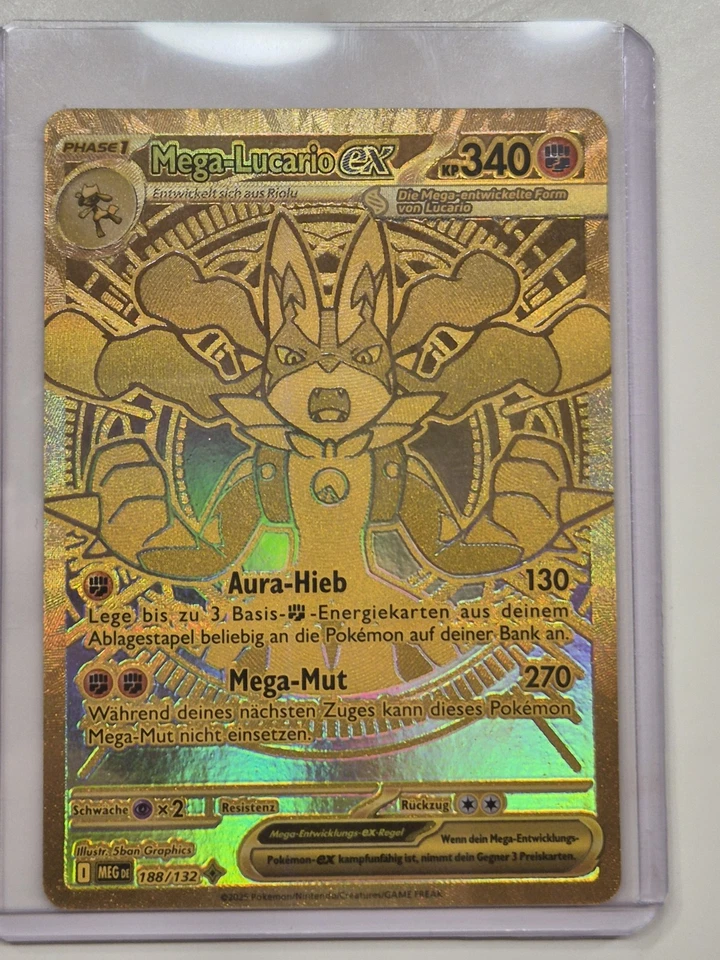 Mega Lucario Ex MEG 188/132 Gold Secret Rare - Near Mint Deutsch - Bild 3 von 4