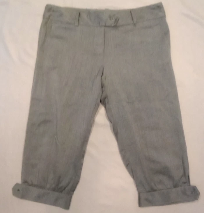 Guess Jeans Capris Womens 29 Gray Herringbone Leg Buttons Office Siren