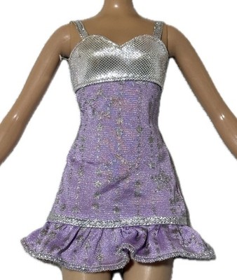 Barbie lila silber Kleid Puppe Kleidung Zubehör