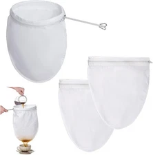 3 Pcs Ultra Fine Mesh Strainer Bags, Cheesecloth with Medium, White 