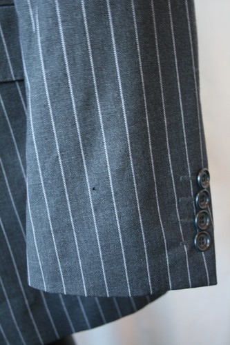 Vtg M&S luxury grey stripe 3 button 2 piece suit 40 W 36 L 33 mod revival - Picture 13 of 24