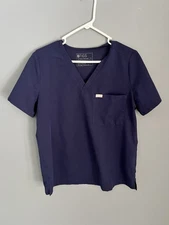 Figs Technical Collection Women's Size M Short Sleeve Scrub Top Navy Shirt
