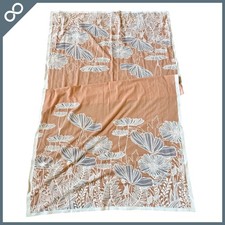 Floral Rectangular Tablecloth 88x41 Orange Gray Botanical EUC