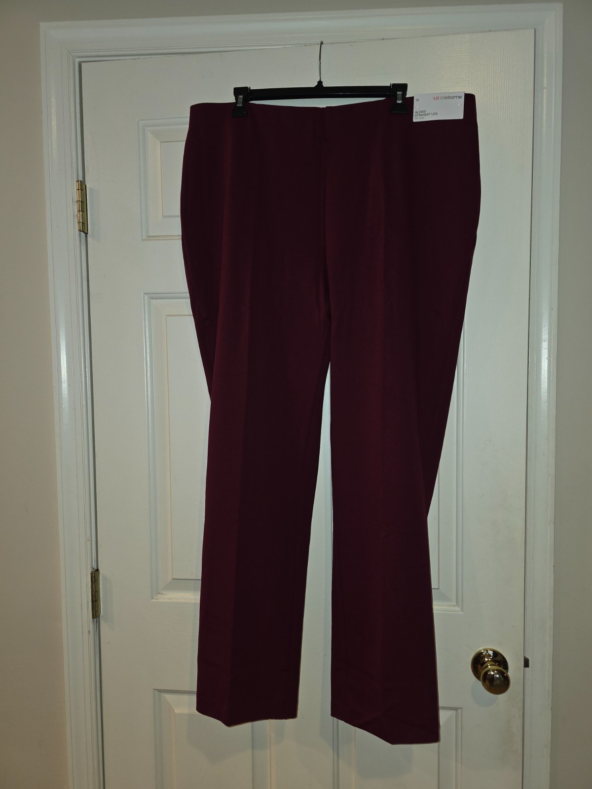 Liz Claiborne Pullon trousers women Size 1x Straight - Midrise - NWT Burgundy