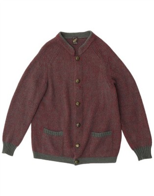 Vintage Herren Strickjacke Pullover UK 38 Medium Burgund Gefleckt Wolle CA14