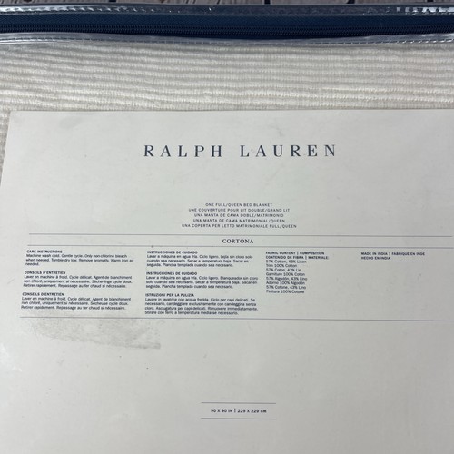 Ralph Lauren Charleston Cortona Queen/Full Bed Blanket Cream Linen Cotton $400 - Picture 4 of 7