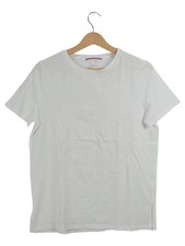 QS T-Shirt Damen Gr. L weiß Logo Prägung Baumwolle Basic