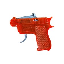Vintage TOY Pop Cap Play Pistol JA-HU Orange Plastic Metal Mechanism