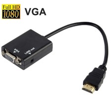 26cm HDMI to VGA Converter with Audio, Full HD 1080P Support, Black