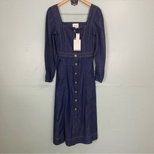 Reformation Celeste Denim Button Front Maxi Dress Blue Size 4