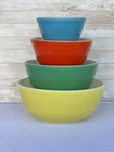 Vintage Pyrex Primary Colors Mixing Bowl Set 4 Red Yellow Green Blue