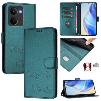 Für Realme P3 Ultra- 5G Smile Prägung Rfid Leder Telefon Case Cover Etui