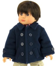 Navy Fleece Jacket Coat with Buttons Clothes for 18 inch Boy Girl Dolls