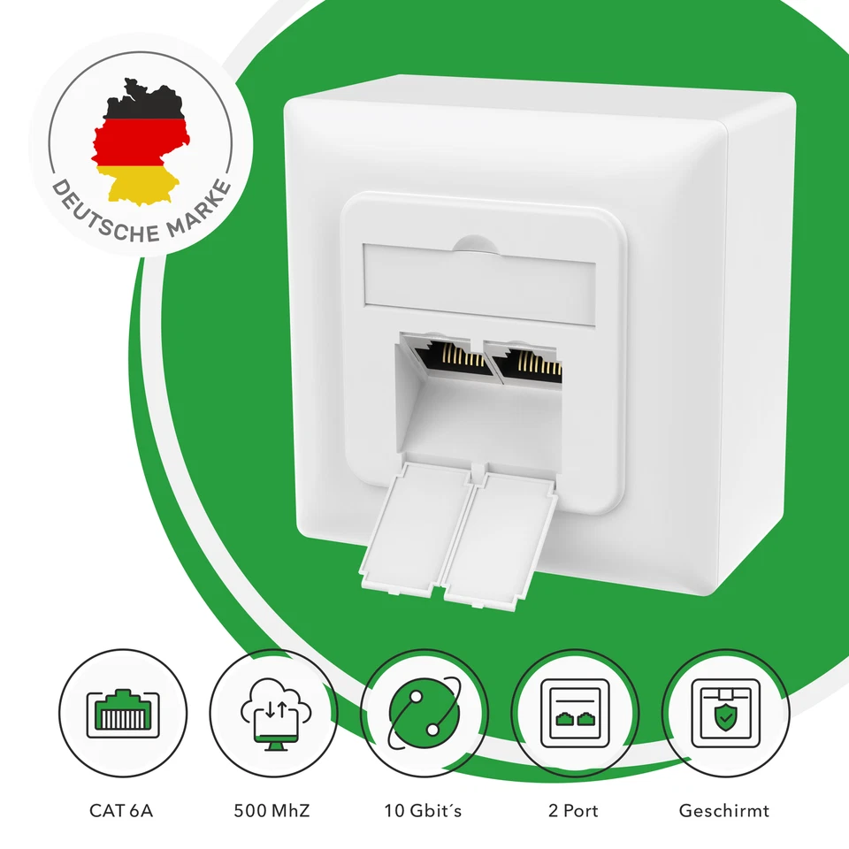 Netzwerkdose Aufputz Unterputz RJ45 Netzwerk Dose LAN CAT6a CAT 7 Aufputzdose - Bild 2 von 4