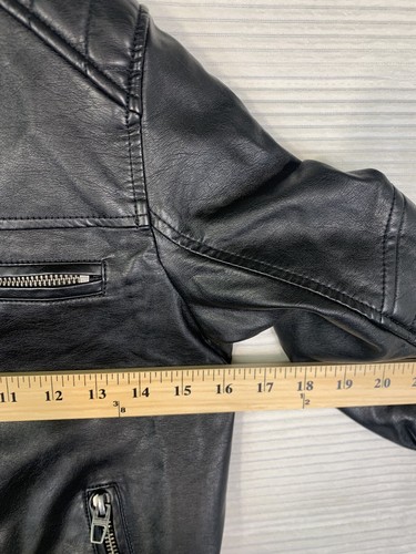 Zara Boys Faux Leather Jacket Black Moto Biker Size 8 - Picture 8 of 11